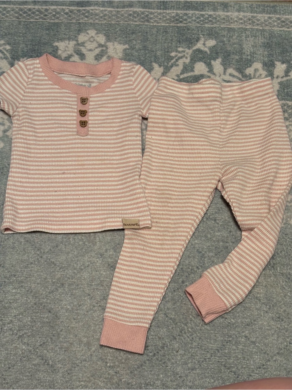BearPaw Pink and White Striped Kids Set